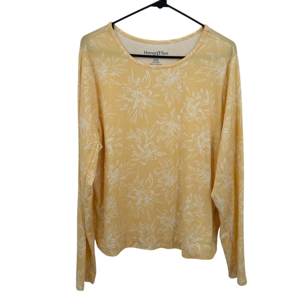 UPF 50 Floral Long Sleeve Sun Shirt XXL Yellow UV Protect Lightweight Hang Ten‎